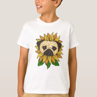 Süßer Mops-Hund in einer Sonnenblume