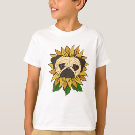 Süßer Mops-Hund in einer Sonnenblume T-Shirt