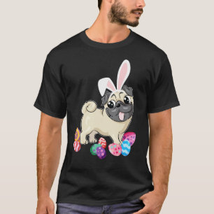 Süßer Mops-Hund mit Hasenmütze Oster-Eier Glücklic T-Shirt