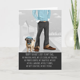 Süßer Mops-Hund und Papa Lustiger Vatertag Feiertagskarte