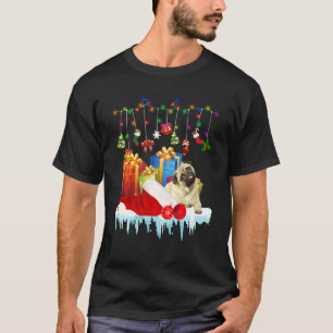 Süßer Mops-Hundeliebhaber Xmas Santa Hund Familien T-Shirt