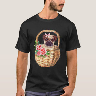 Süßer Mops im Blumenkorb Mops Besitzer Hund Mops M T-Shirt