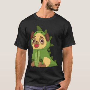 Süßer Mops in einem grünen Dinosaurier-Kostüm 652 T-Shirt