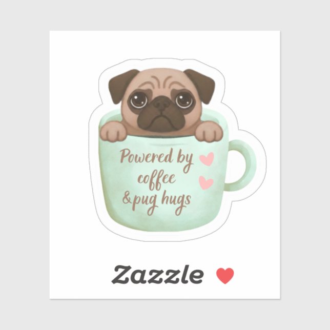 süßer Mops in einer Kaffeetasse Sticker  (Blatt)