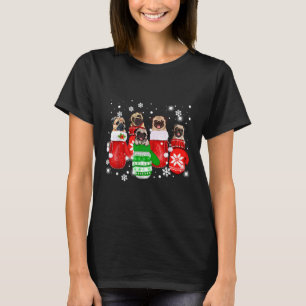 Süßer Mops in Handschuhen Santa Weihnachten Lustig T-Shirt
