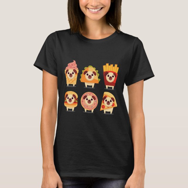 süßer Mops, lustiger Mops, Eiscreme-Mops, Taco-Mop T-Shirt (Vorderseite)
