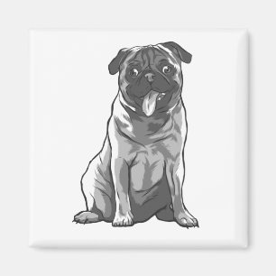 Süßer Mops mit guter Laune Magnet