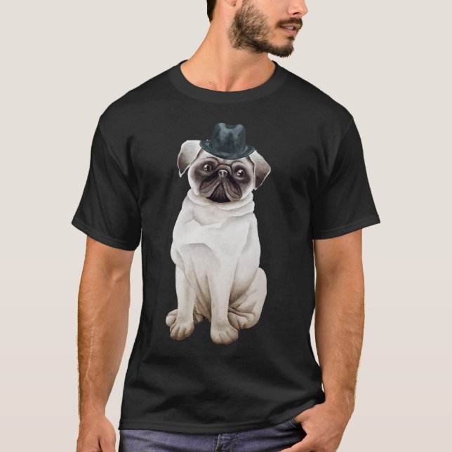 Süßer Mops mit Hut Klassiker  363 T-Shirt (Vorderseite)