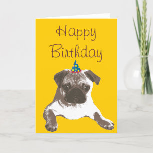Süßer Mops mit Hut zum Geburtstag Grußkarte Karte