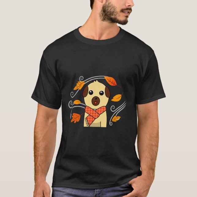 Süßer Mops mit Schal - Herbst 380 T-Shirt (Vorderseite)