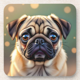 Süßer Mops Nahaufnahme | Hübscher Hund  Getränkeuntersetzer