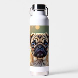 Süßer Mops Nahaufnahme | Persönlicher Hundename Trinkflasche