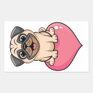 Süsser Mops Rechteckiger Aufkleber