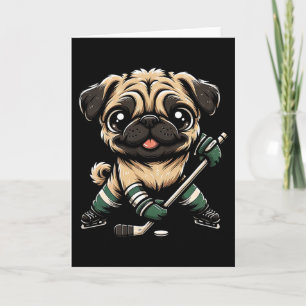 Süßer Mops spielt Eishockey-Hundedesign Männer Fra Karte