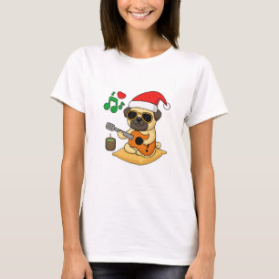 Süßer Mops spielt Gitarre Weihnachtsgeschenk T-Shirt