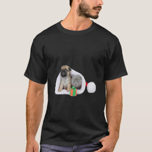 Süßer Mops-Welpe & Kätzchen in Santa-Hut Bild Weih T-Shirt