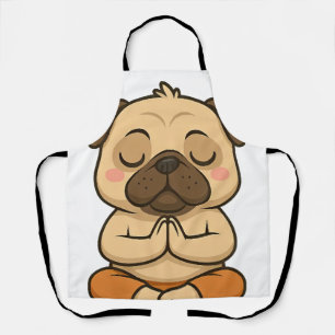 Süßer Mops-Yoga-Meditations-Erholungs-Cartoon Schürze