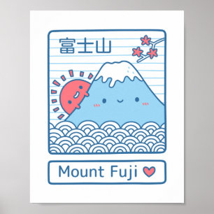 Süßer Mount Fuji Japan Doodle Wanddekor Poster