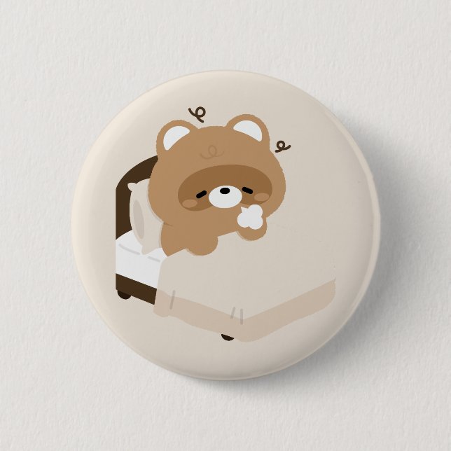Süßer müder Biber Button (Vorderseite)