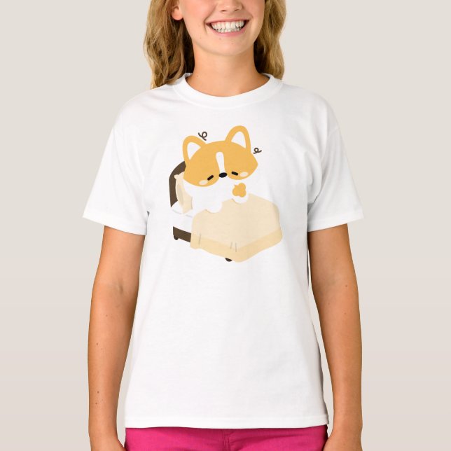 Süßer müder Corgi T-Shirt (Vorderseite)