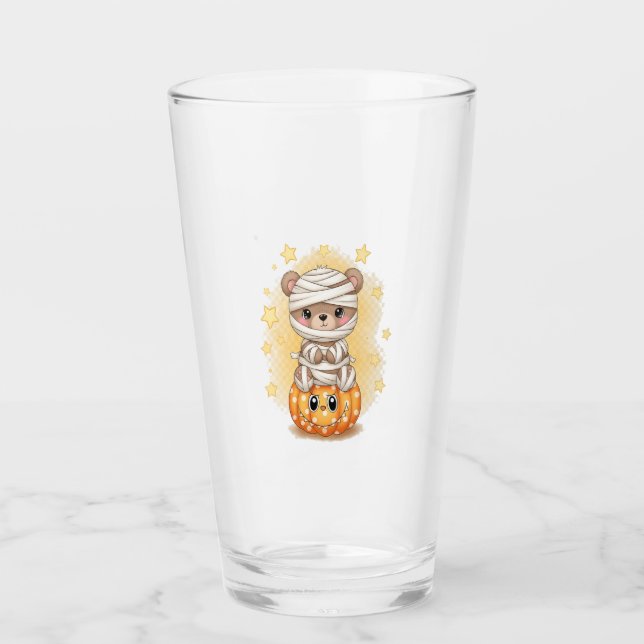 Süßer Mumienbär Halloween Glas (Vorderseite)