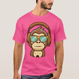 süßer Musikaffe mit Kopfhörern Freund T-Shirt