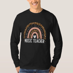 Süßer Musiklehrer mit Regenbogen-Leopard zum zurüc T-Shirt
