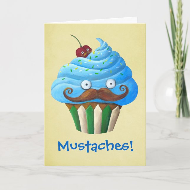 Süßer Mustached kleiner Kuchen Karte (Vorderseite)