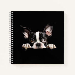 Süßer nachdenklicher Boston-Terrier-Welpe Notizbuch