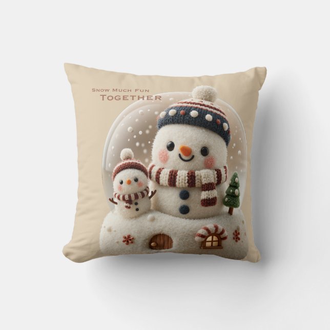 Süßer nadelgefilzter Schneemann Schneeballglobus Kissen (Vorderseite)