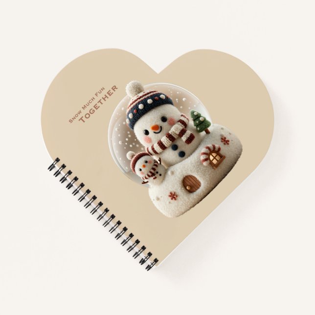 Süßer nadelgefilzter Schneemann Schneekugel Notizbuch (Vorderseite)
