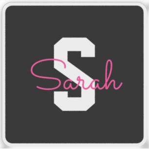 Süßer Name & Monogramm Schwarz Weiß & Rosa Aufkleber