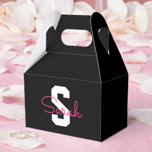 Süßer Name & Monogramm Schwarz Weiß & Rosa Geschenkschachtel