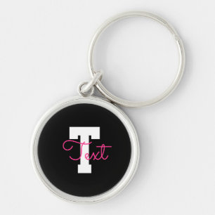 Süßer Name & Monogramm Schwarz Weiß & Rosa Schlüsselanhänger