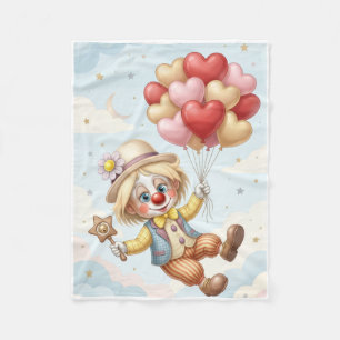 Süßer Narr mit Herzballons Fleece-Decke Fleecedecke