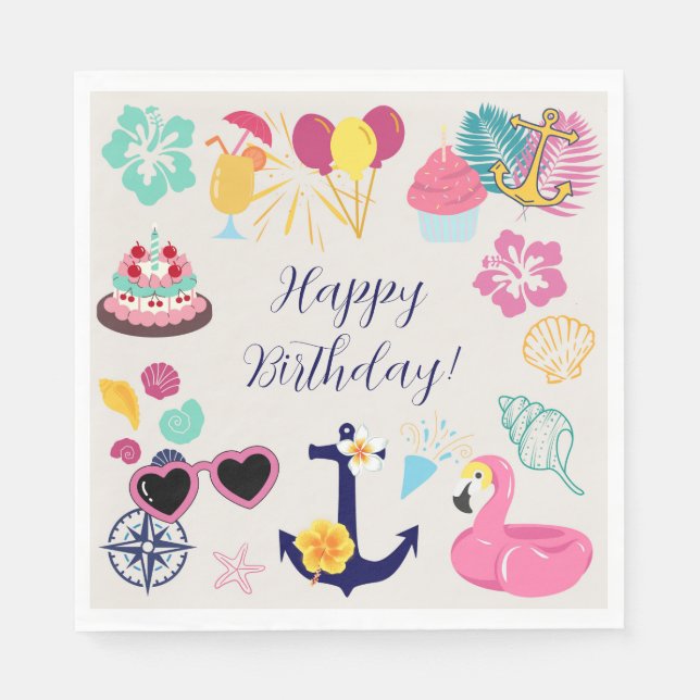  Süßer nautischer Geburtstag Serviette (Vorderseite)