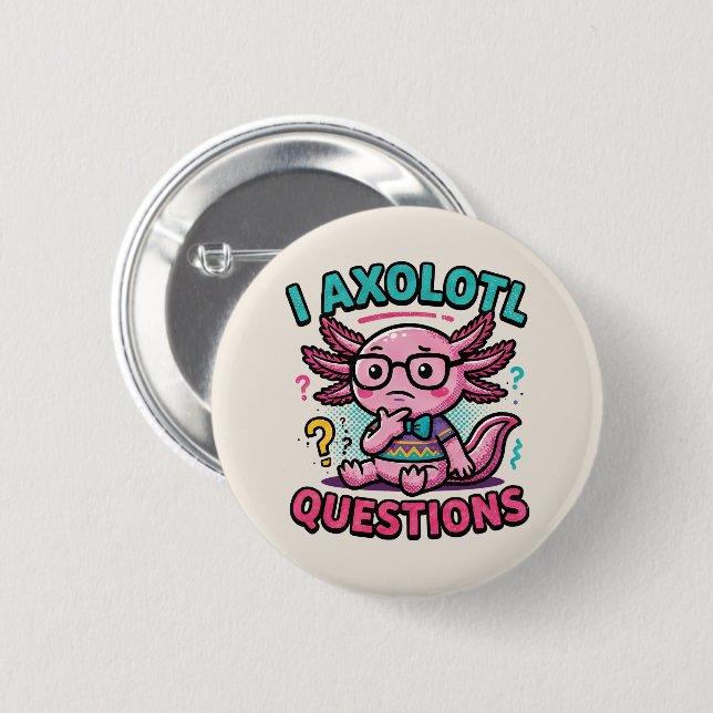 Süßer Nerd Axolotl I Axolotl Fragen Marks Meme Button (Vorne & Hinten)