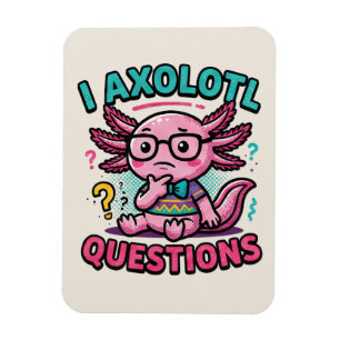 Süßer Nerd Axolotl I Axolotl Fragen Marks Meme Magnet