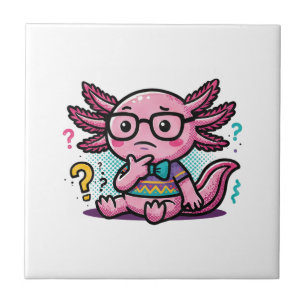 Süßer Nerd Axolotl I Axolotl Fragen Zeichen Meme Fliese