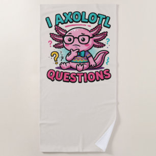 Süßer Nerd Axolotl I Axolotl Fragen Zeichen Meme Strandtuch