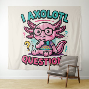 Süßer Nerd Axolotl I Axolotl Fragen Zeichen Meme Wandteppich