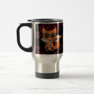 Süßer nerdiger Fuchs dunkle florale Rose gothische Reisebecher