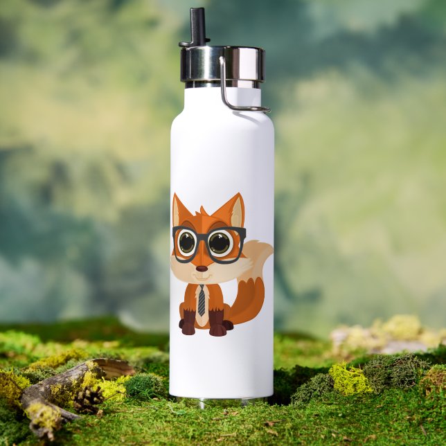 Süßer nerdiger Fuchs Kawaii Cartoon Isolierter Tri Trinkflasche ( Außenbereich (gedreht))
