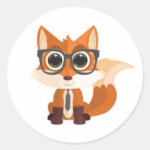 Süßer nerdiger Fuchs Kawaii Cartoon Laptop Journal Runder Aufkleber