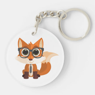 Süßer nerdiger Fuchs Kawaii Cartoon Rucksack Anhän Schlüsselanhänger