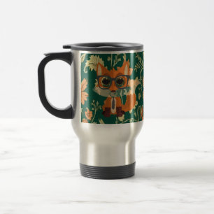 Süßer nerdiger Fuchs vintage Blumen Grün Cottageco Reisebecher