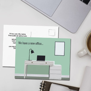 Süßer neuer Schreibtisch fürs Büro Kleine Geschäft Postkarte