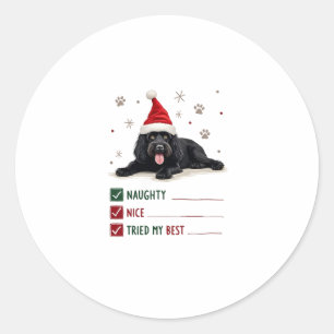 Süßer Neufundländer-Hund Weihnachten Unartig Nett Runder Aufkleber