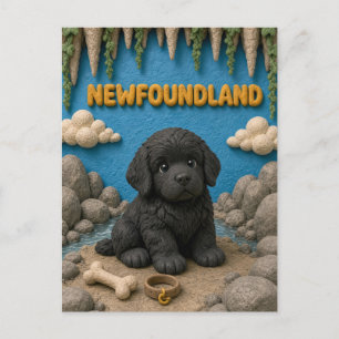 Süßer Neufundländer-Welpe, Babyhund Postkarte