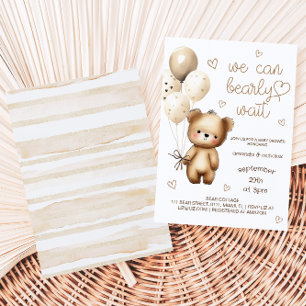 Süßer neutraler Bär Baby Shower Einladung
